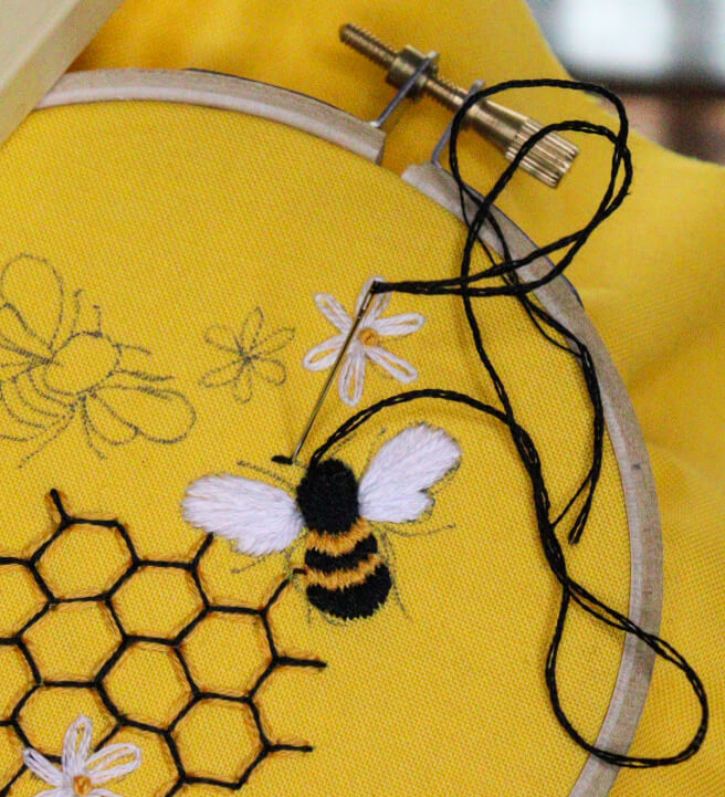 Embroidery for Beginners: Bees in Honeycomb Workshop