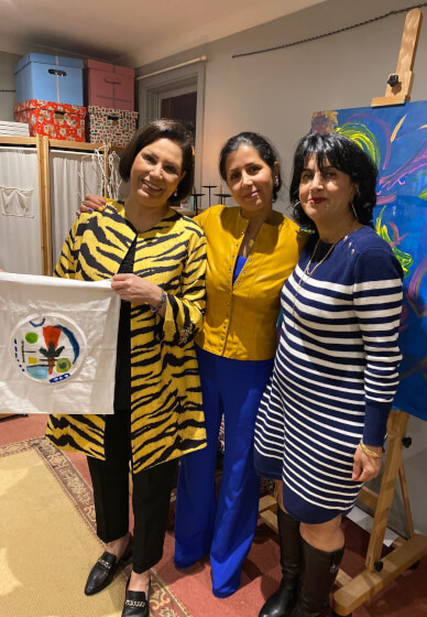 Fabric Art Workshop Sip N Paint on Clothes Bag Apron Cushion