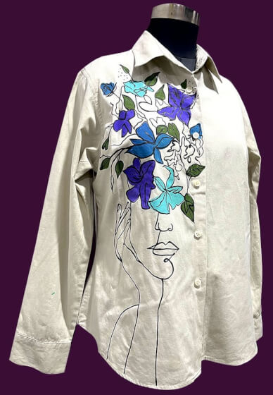 Fabric Art Workshop Sip N Paint on Clothes Bag Apron Cushion