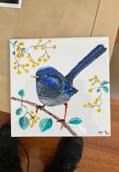 Fairy Wren Pebeo Porcelaine Tile Painting Workshop