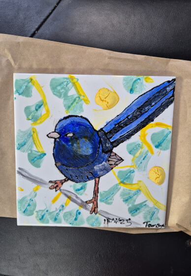 Fairy Wren Pebeo Porcelaine Tile Painting Workshop