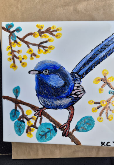 Fairy Wren Pebeo Porcelaine Tile Painting Workshop
