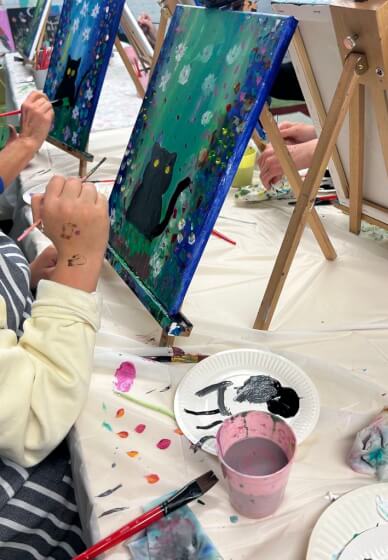 Family Paint and Snack Class: Kitty in the Garden