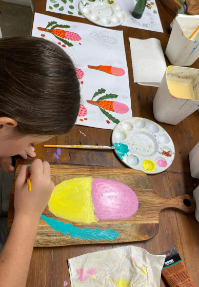 Floral Painted Tray with Resin Seal Class