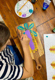 Floral Painted Tray with Resin Seal Class