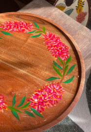 Floral Painted Tray with Resin Seal Class