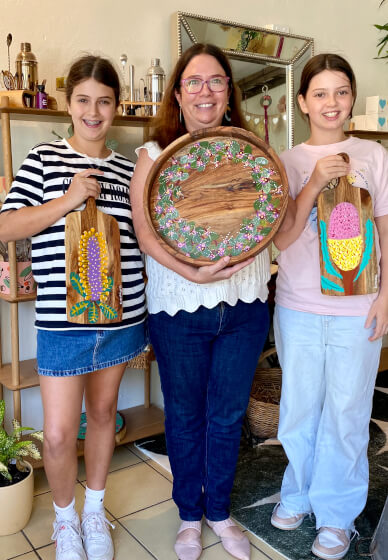 Floral Painted Tray with Resin Seal Class