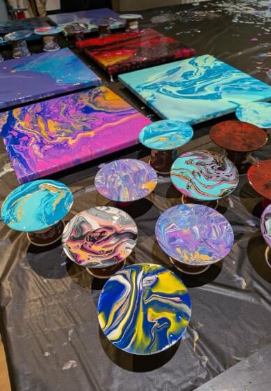Fluid Art Paint Pouring Coasters and Wall Art Workshop