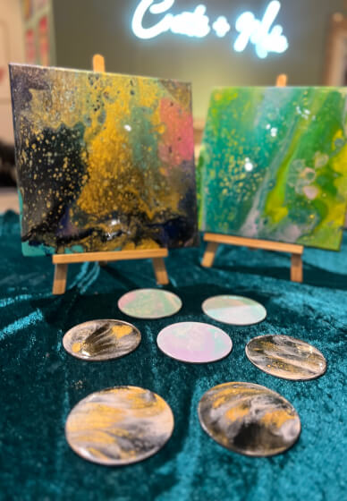 Fluid Art Paint Pouring Coasters and Wall Art Workshop