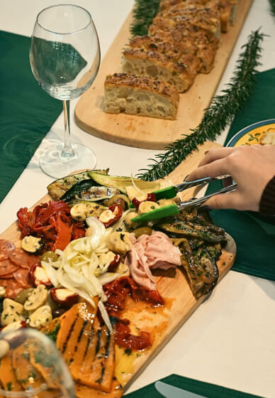 Focaccia and Antipasto Vegetables Cooking Class