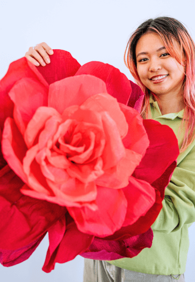 Gorgeous Giant Rose Wallflower Workshop with Wine and Cheese
