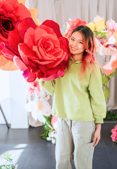 Gorgeous Giant Rose Wallflower Workshop with Wine and Cheese