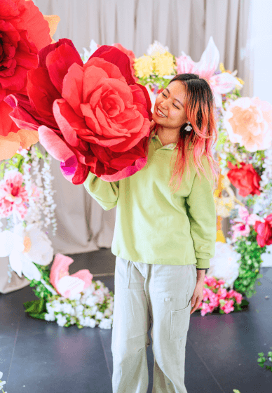 Gorgeous Giant Rose Wallflower Workshop with Wine and Cheese