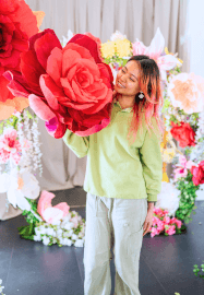 Gorgeous Giant Rose Wallflower Workshop with Wine and Cheese