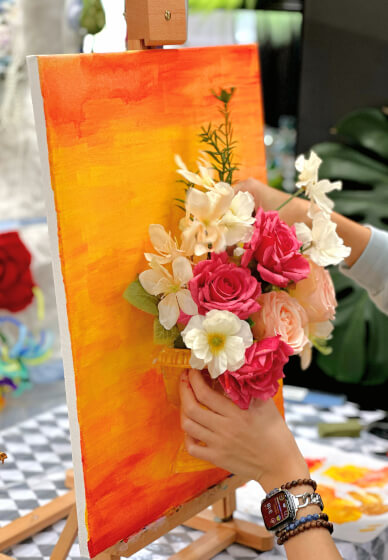 Half-Vase Faux Flower Acrylic Painting Workshop