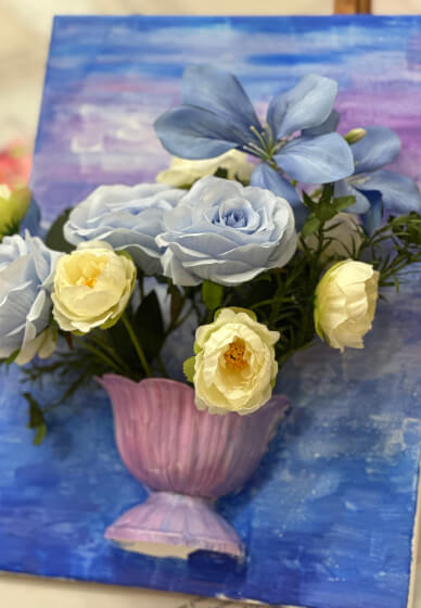 Half-Vase Faux Flower Acrylic Painting Workshop