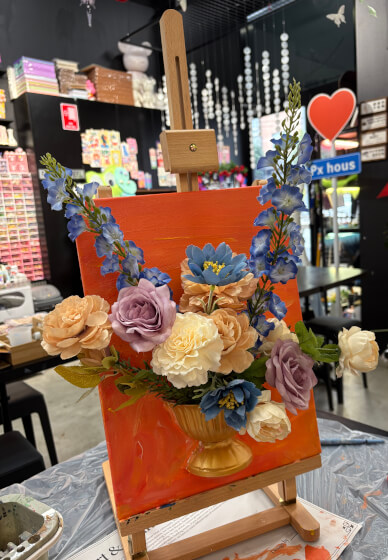 Half-Vase Faux Flower Acrylic Painting Workshop