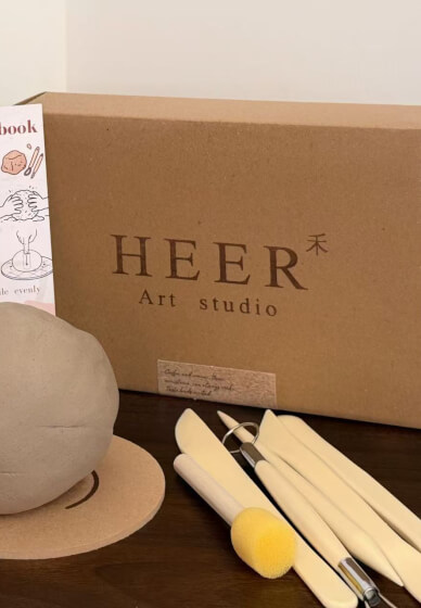 Heer Studio Complete Pottery Set - 500g Air Dry or Kiln Fire Clay