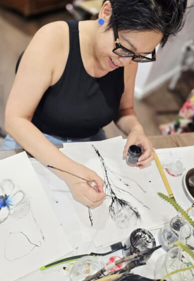 Inky Florals Workshop: Drawing with Acrylic Inks and Sticks