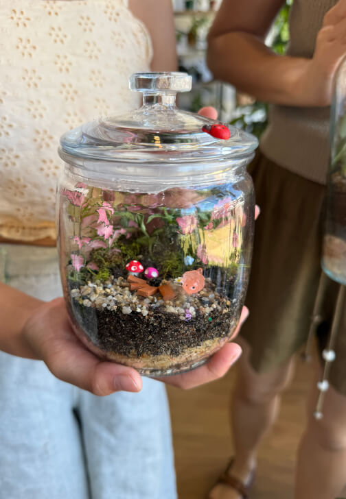 Kids School Holiday Terrarium Building and Pot Painting Class