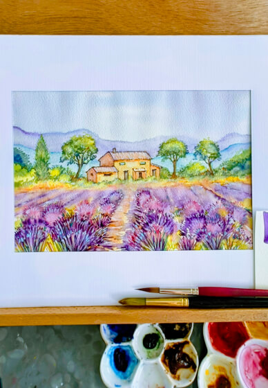 Lavender Field Watercolour Workshop with Ferie Sadeghi