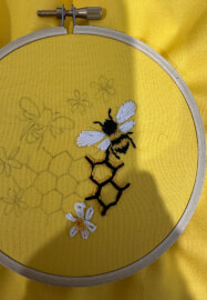 Learn Embroidery at Home: Bees in Honeycomb