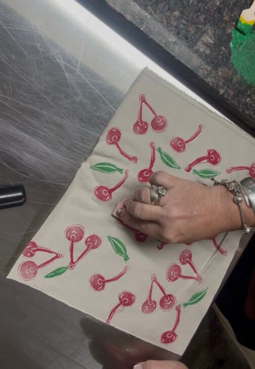 Lino Print Fabric and Cover a Notebook Class