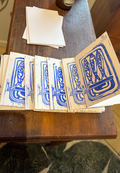 Lino Print Gift Tag Class