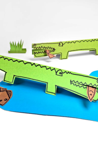 Make Paper Sculptures for Kids: Crocodiles, Lions and Elephants
