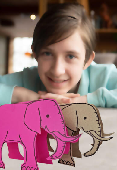 Make Paper Sculptures for Kids: Crocodiles, Lions and Elephants