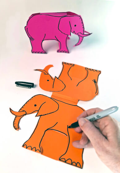 Make Paper Sculptures for Kids: Crocodiles, Lions and Elephants