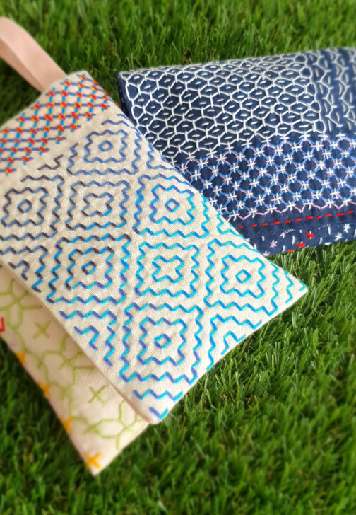 Making a Sashiko Organiser Pouch Navy