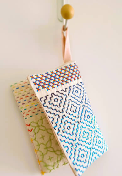 Making a Sashiko Organiser Pouch Navy