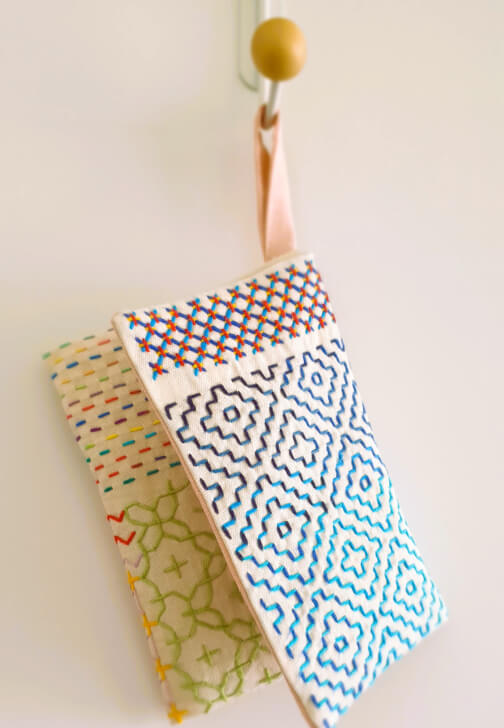 Making a Sashiko Organiser Pouch Navy