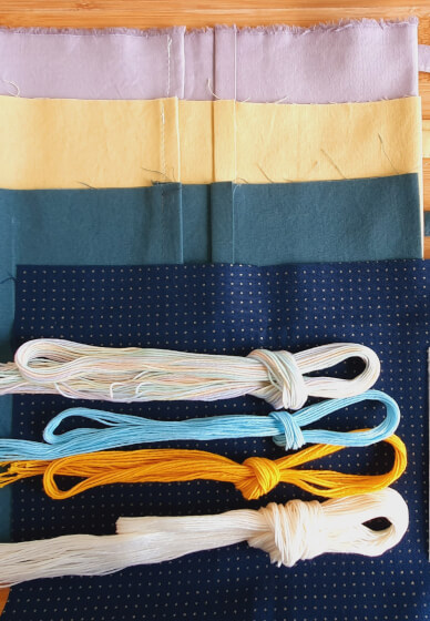 Making a Sashiko Organiser Pouch Navy