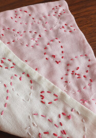 Making Sashiko Handkerchief with Organic Cotton