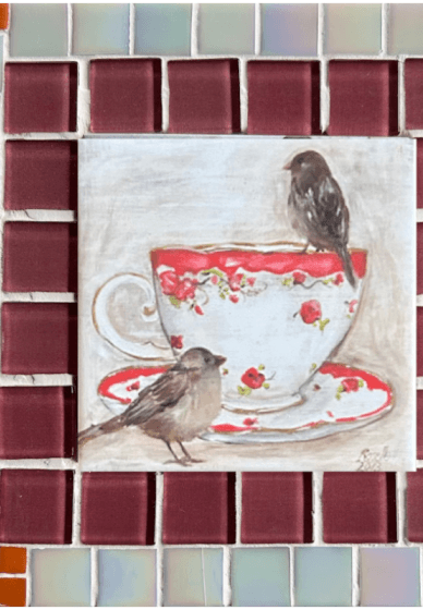 Mosaic Trivet DIY Kit - Birds on Teacup