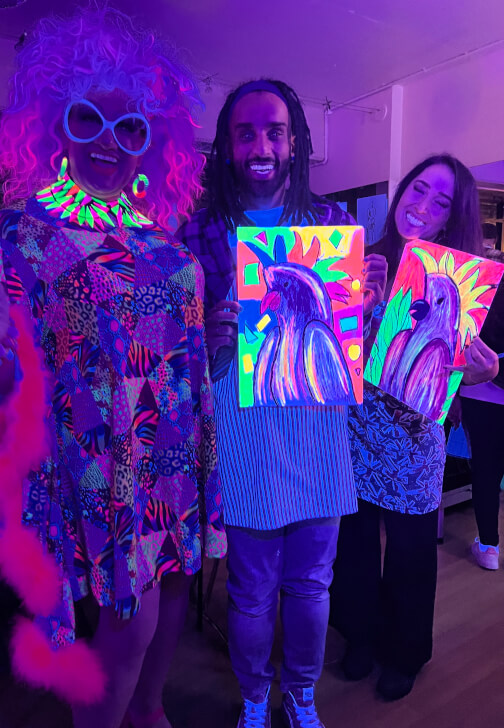 Neon Glow Drink and Draw Workshop with a Drag Queen