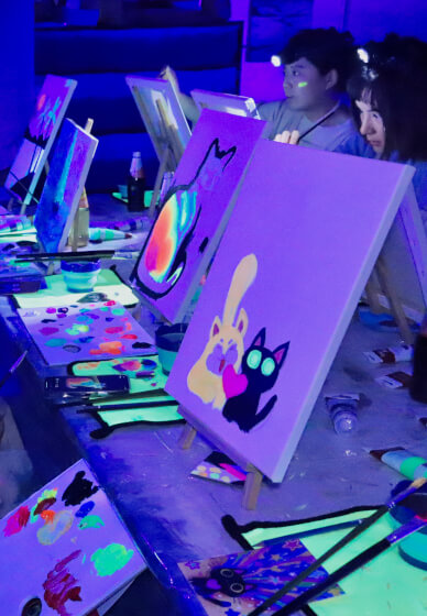 Neon Glow Paint and Sip Workshop