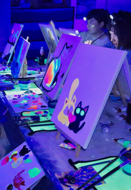 Neon Glow Paint and Sip Workshop