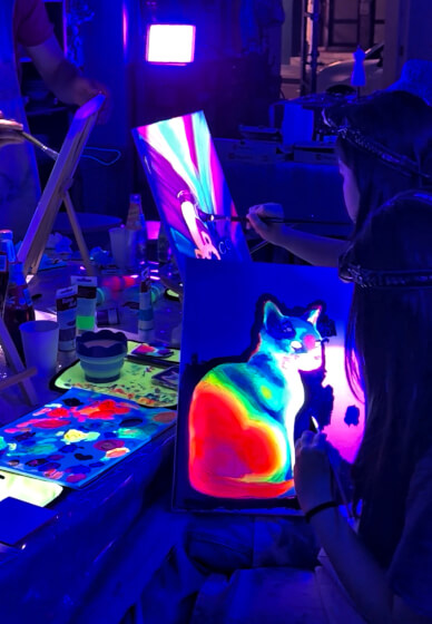 Neon Glow Paint and Sip Workshop