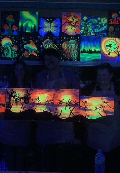 Neon Lights Paint and Sip Party