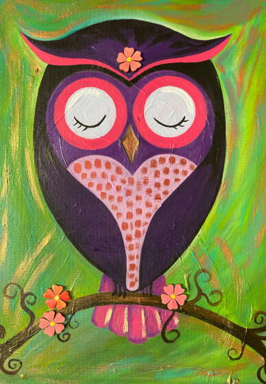 Nighttime Owl Acrylic Painting Workshop