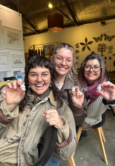 Organic Silver Ring Making Class with Stone