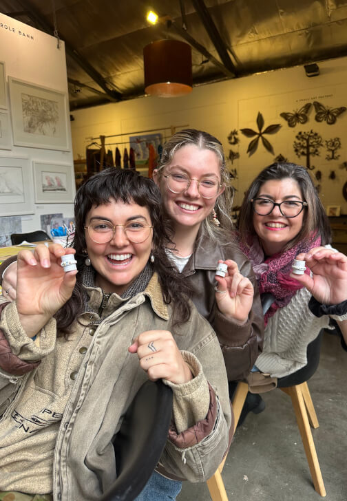 Organic Silver Ring Making Class with Stone
