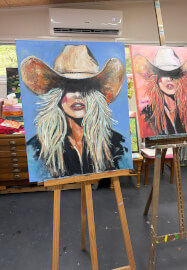 Paint a Big Canvas Cow Girl Class