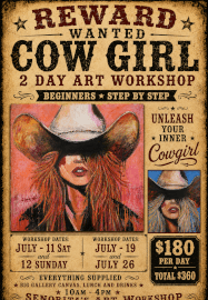 Paint a Big Canvas Cow Girl Class