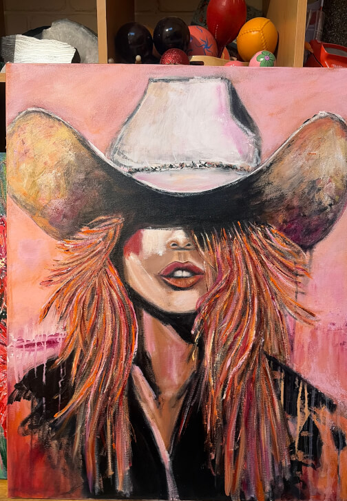 Paint a Big Canvas Cow Girl Class