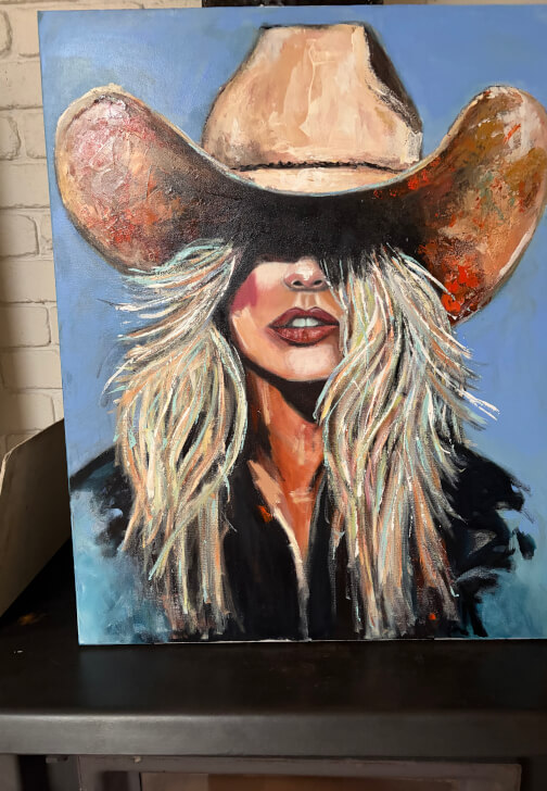 Paint a Big Canvas Cow Girl
