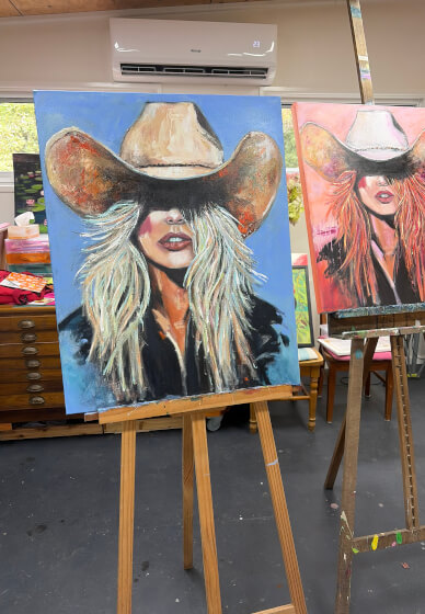 Paint a Big Canvas Cow Girl
